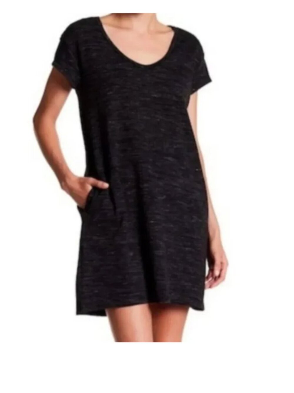ATM Anthony Thomas Melillo Dark Heathered Gray Scoop Neck Shirt Dress